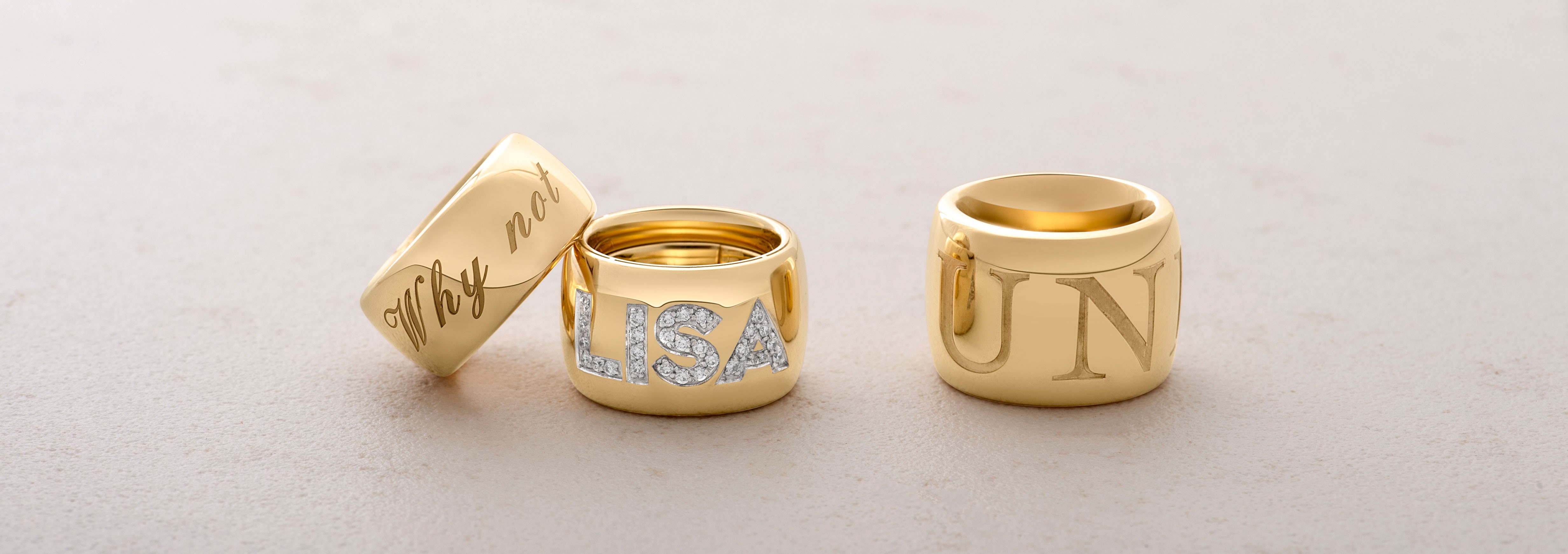 Customizable rings with engraving or diamond letters | FOREVER Unico | CHIMENTO